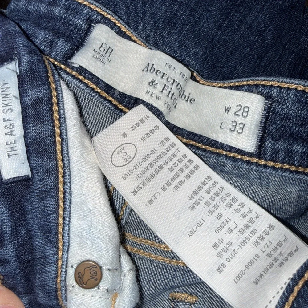 Abercrombie Distressed Y2K Preppy Blue The A & F Skinny Jeans Women Size 28 | 6R